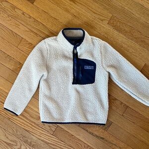Vineyard Vines Kids Sherpa Pullover - Cream and Navy